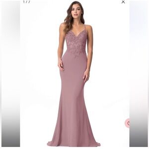 Azazie Adaly Bridesmaid Dress Dusty Rose Size A8 Mermaid Formal Gown